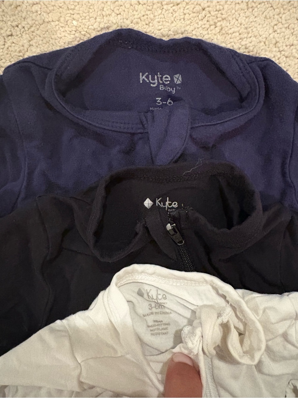 Kyte BABY Navy, Black & White Baby footie pajamas - 3-Pack